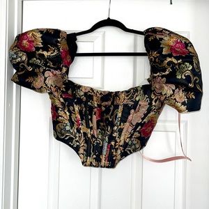 NWT House of CB Brocade Jacquard Puff Corset